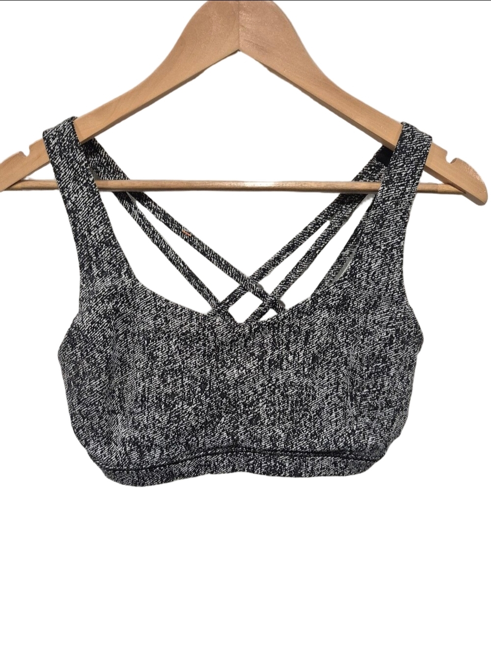 Lululemon Free To Be Serene BraPower Luxtreme Irregular Denim Twill Black White